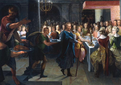 Dice offrant un banquet a Francus, en presance de Hyante et de Climene de Toussaint Dubreuil