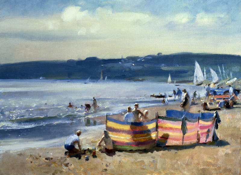 Children on the Beach at Abersoch (oil on canvas)  de Trevor  Chamberlain