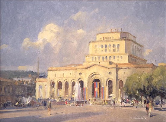 Evening, Republic Square, Yerevan (oil on canvas)  de Trevor  Chamberlain