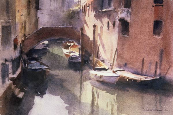 A Quiet Canal in Venice, 1990 (w/c on paper)  de Trevor  Chamberlain