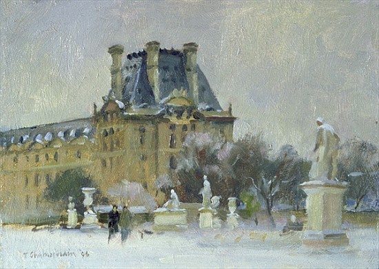 Snow in the Tuilleries, Paris, 1996 (oil on canvas)  de Trevor  Chamberlain