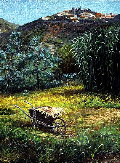 Wheelbarrow, Montecatini, Tuscany (oil on canvas)  de Trevor  Neal