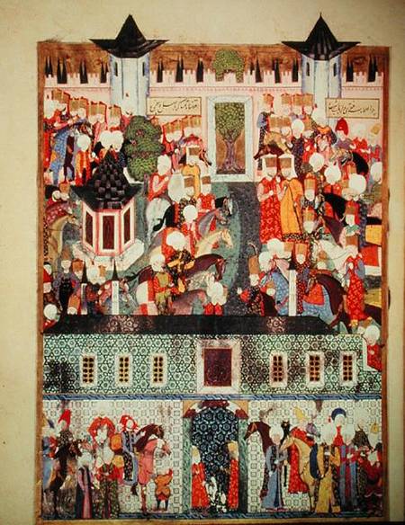 H 1517 f.17v Enthronement of Suleyman the Magnificent (1494-1566) from the 'Suleymanname' by Arifi de Turkish School