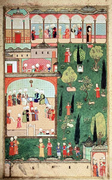H 1524 f.242r Council of ministers at Topkapi Palace, from the 'Hunername' by Lokman de Turkish School