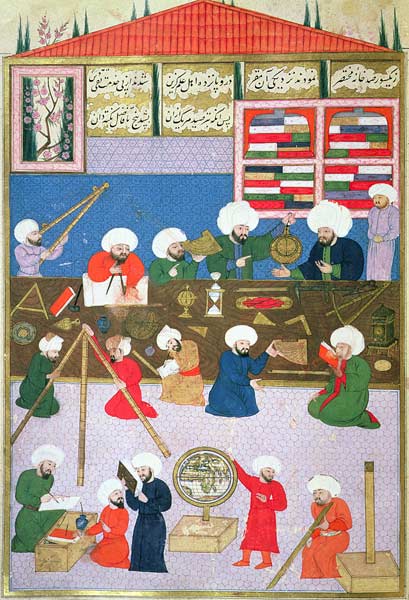 FY 1404 Takyuddin and other astronomers at the Galata observatory founded in 1557 by Sultan Suleyman de Turkish School