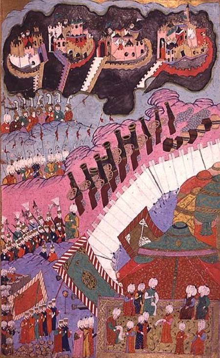 TSM H.1524 The Forces of Suleyman the Magnificent (1484-1566) Besieging a Christian Fortress, from t de Turkish School