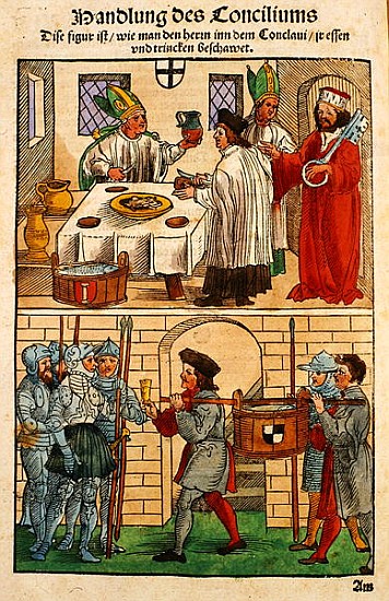 How the bread and wine were distributed to the people during the Council of Constance, from ''Chroni de Ulrich von Richental