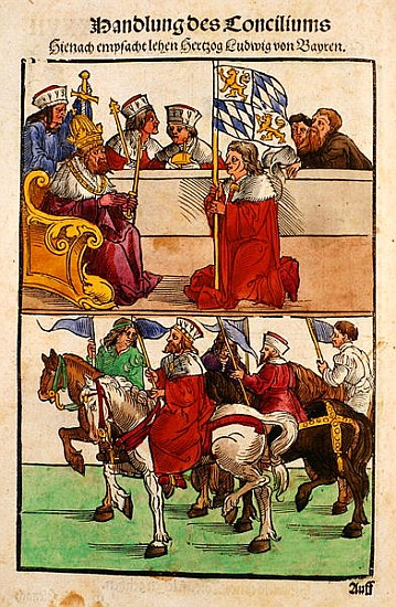 The Duke of Bayern receives his Feudal rights from the Emperor at the Council of Constance, from ''C de Ulrich von Richental