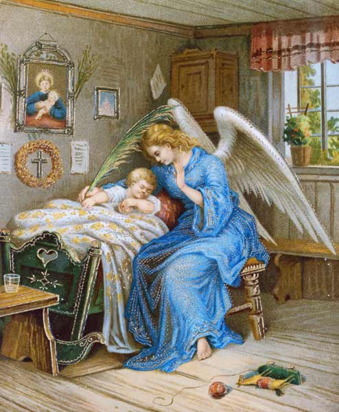 Guardian Angel with a sleeping Child de (um 1900) Anonym