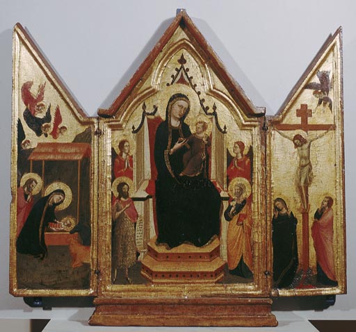 María dando trono entre los ángeles, Juan Bautizta y Pedro de um Meister von S. Martino alla Palma Amico di Daddi)
