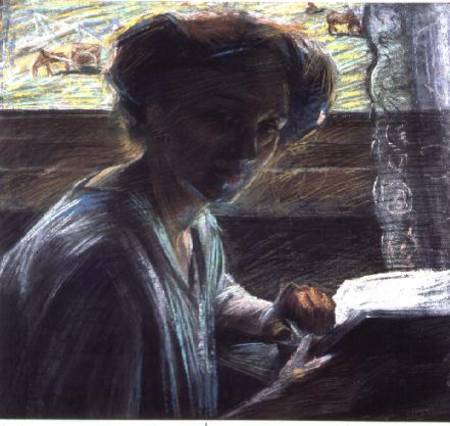 Mujer leyendo de Umberto Boccioni
