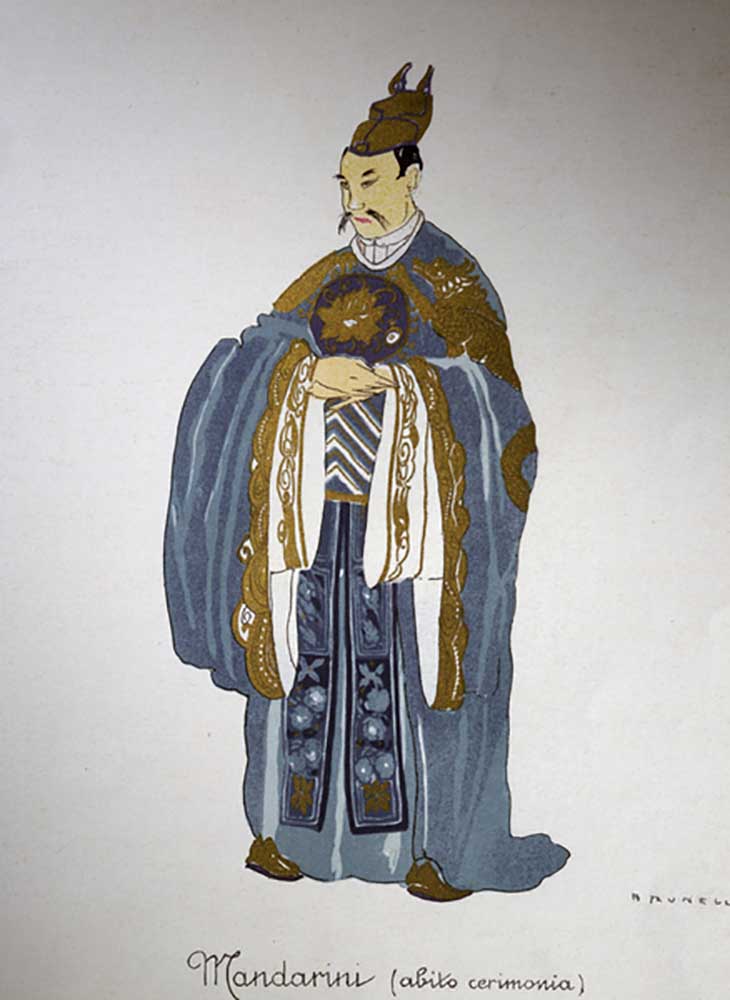 Costume for a Mandarin from Turandot by Giacomo Puccini, sketch by Umberto Brunelleschi (1879-1949)  de Umberto Brunelleschi