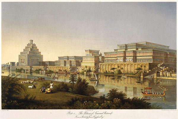 The Palaces of Nimrud Restored (From "Discoveries in the Ruins of Nineveh and Babylon" by Austen Hen de Unbekannter Künstler