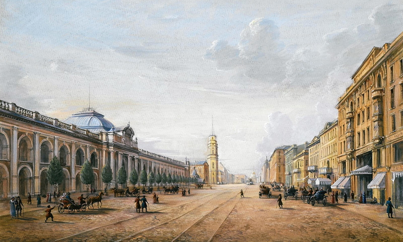 View of the Nevsky Prospekt in Saint Petersburg de Unbekannter Künstler