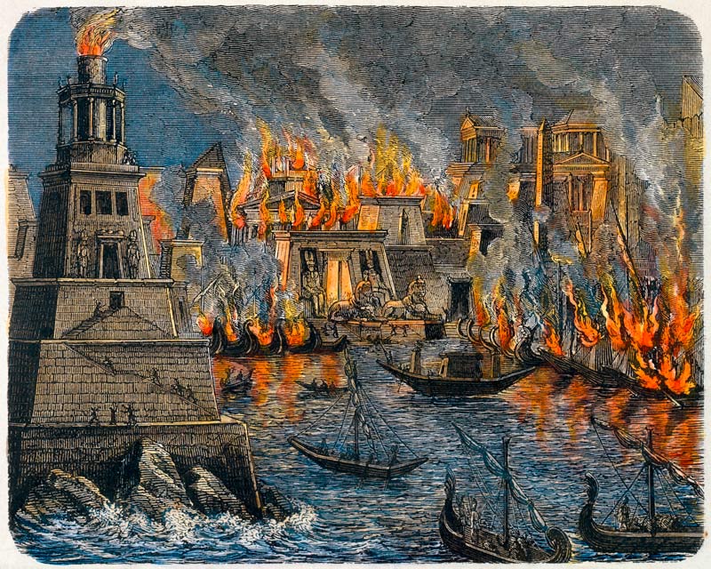 The Burning of the Library of Alexandria de Unbekannter Künstler