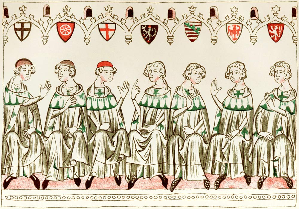 Seven Prince Electors voting for Henry VII, Holy Roman Emperor (Copy of a miniature from the Balduin de Unbekannter Künstler