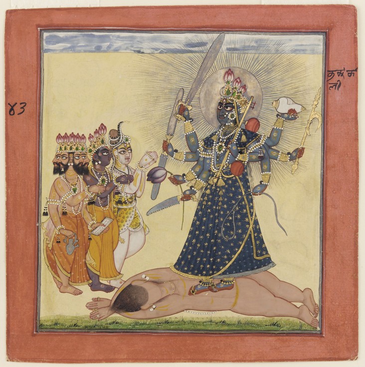 Goddess Bhadrakali Worshipped by the Gods (from a tantric Devi series) de Unbekannter Künstler