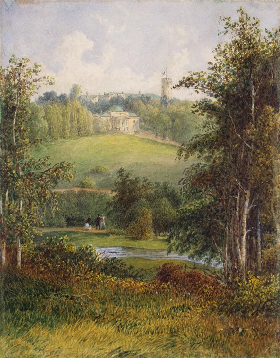 Landscape with the Manor House in the Estate of Gostilitsy near St Petersburg de Unbekannter Künstler