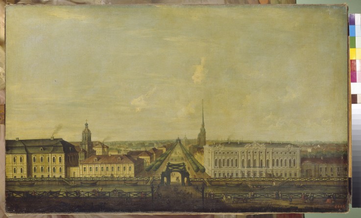 View of the Nevsky Prospekt from the Police Bridge with the Stroganov Palace de Unbekannter Künstler