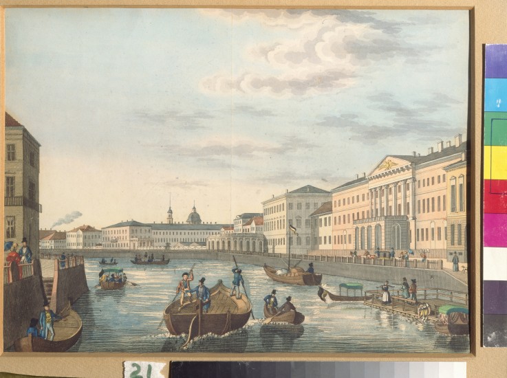 View of the Fontanka River in Saint Petersburg de Unbekannter Künstler