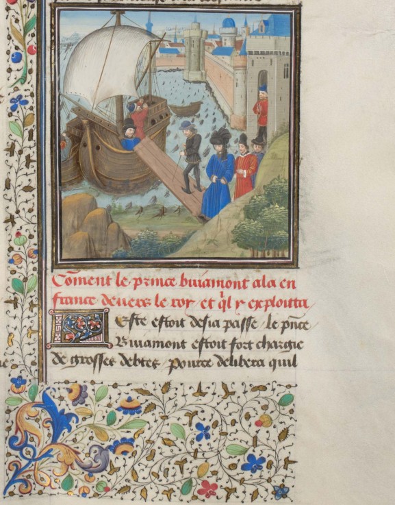 Bohemond I of Antioch traveled back to Apulia. Miniature from the "Historia" by William of Tyre de Unbekannter Künstler