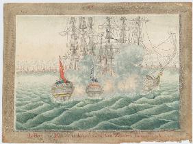 Brig "Mercury" fighting two Turkish ships on May 14th, 1829