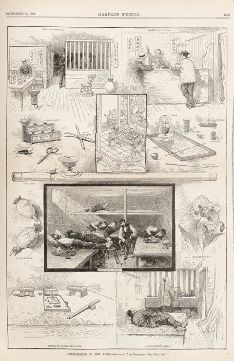 Opium-Smoking in New York (From Harper's Weekly, September 24, 1881) de Unbekannter Künstler