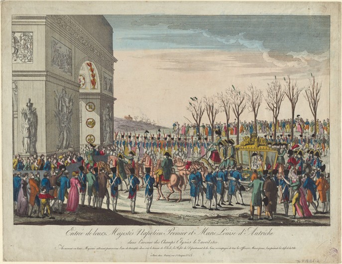 The wedding procession of Napoleon and Marie-Louise  along the Champs Elysées on 2nd April 1810 de Unbekannter Künstler