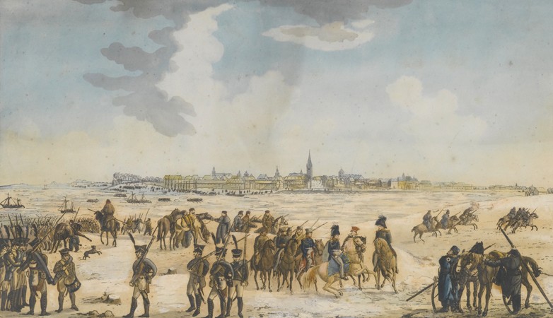 The Crossing of the Rhine near Düsseldorf by the Russian Army, 13 January 1814 de Unbekannter Künstler