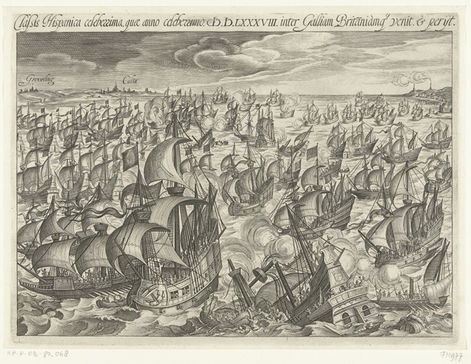 The sinking of the Spanish Armada in 1588 de Unbekannter Künstler