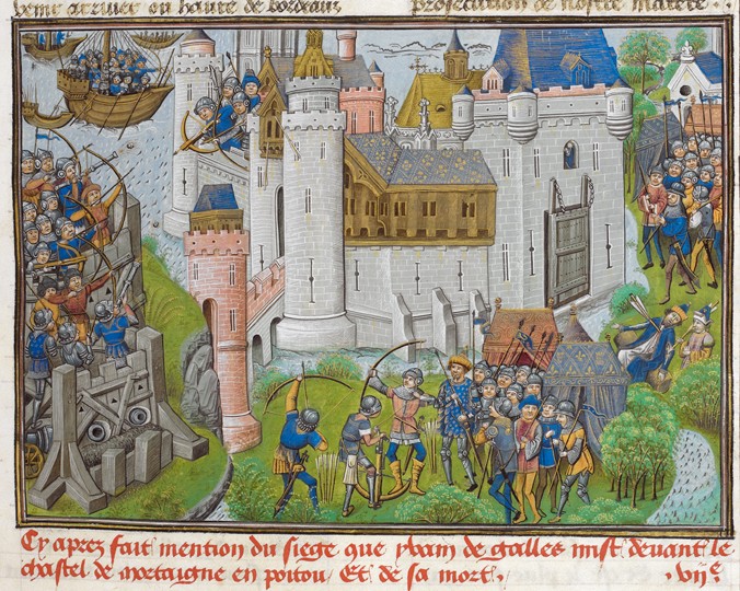 The Siege of the Castle of Mortagne, near Bordeaux, in 1377 (aus Recueil des croniques d'Engleterre  de Unbekannter Künstler