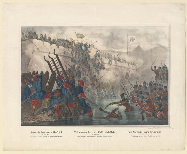 Turkish troops storming Fort Shefketil on November 15, 1853 de Unbekannter Künstler