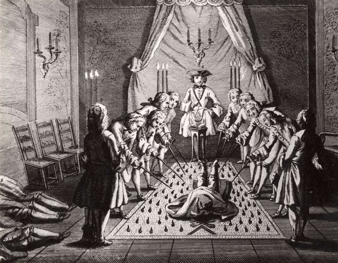 The French Freemasons initiation ceremony de Unbekannter Künstler