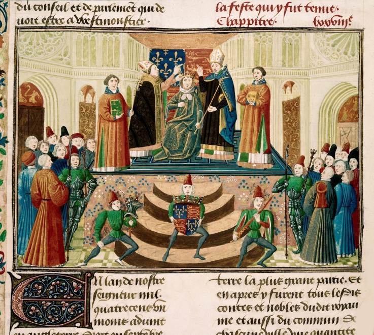 The Coronation of Henry IV of England (Detail of a miniature from the Grandes Chroniques de France b de Unbekannter Künstler