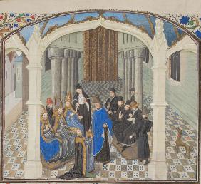 The coronation of Baldwin II on 1118. Miniature from the "Historia" by William of Tyre