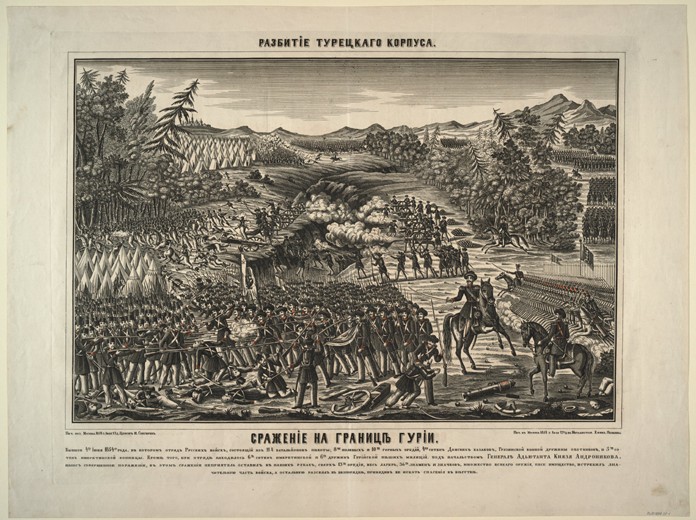 The Battle at the Choloki River, at the border of Guria on June 4, 1854 de Unbekannter Künstler
