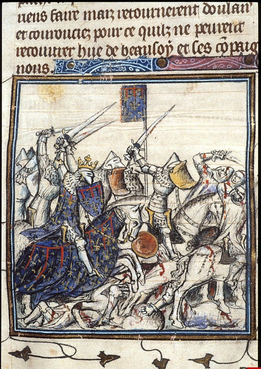 Crusaders and Saracen Fighting during the Third Crusade (From the Chroniques de France ou de St Deni de Unbekannter Künstler