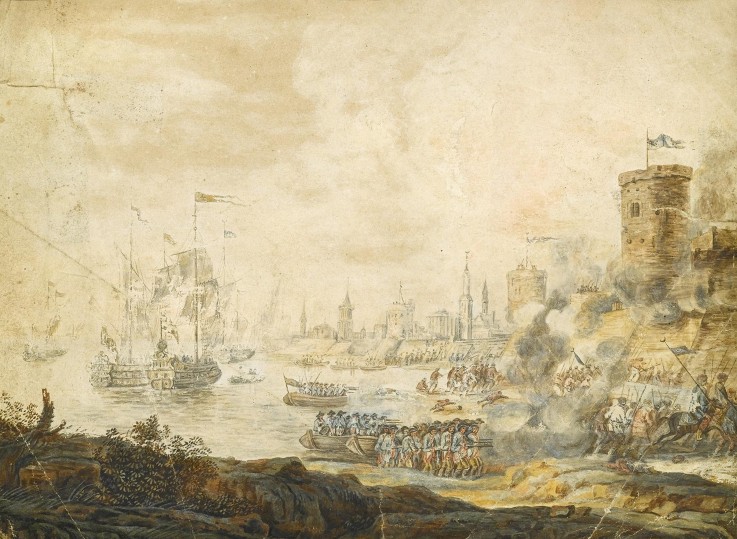 The naval Battle of Chesma on 5 July 1770 de Unbekannter Künstler