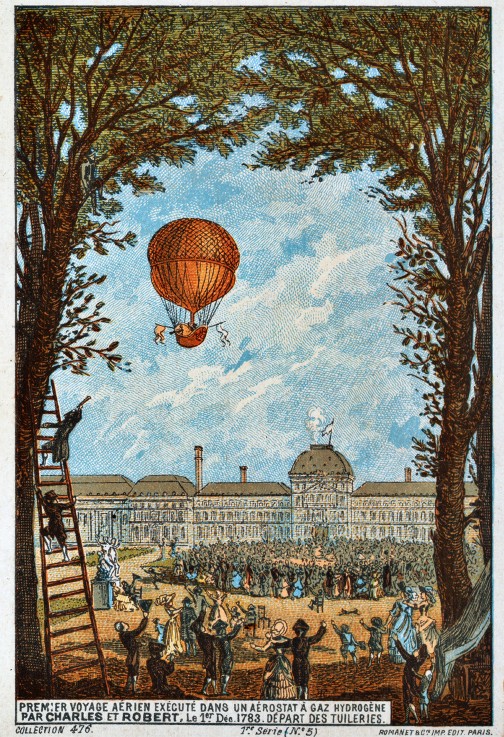 First aerial voyage by Charles and Robert, 1783 (From the Series "The Dream of Flight") de Unbekannter Künstler