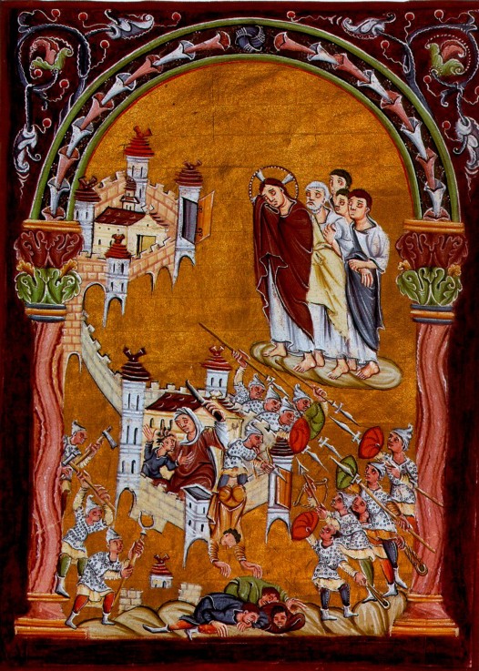 The First Crusade. The capture of Jerusalem (From the Gospels of Otto III) de Unbekannter Künstler
