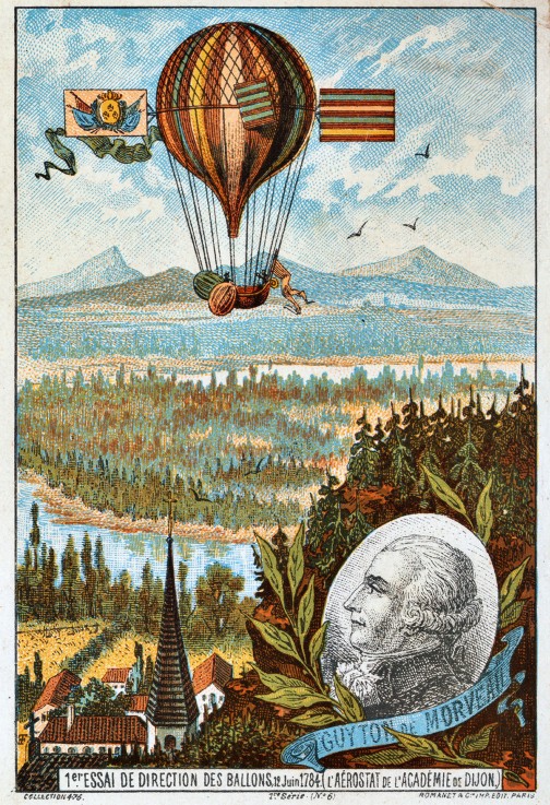 First attempt to direct a balloon by Guyton de Morveau, 1784 (From the Series "The Dream of Flight") de Unbekannter Künstler
