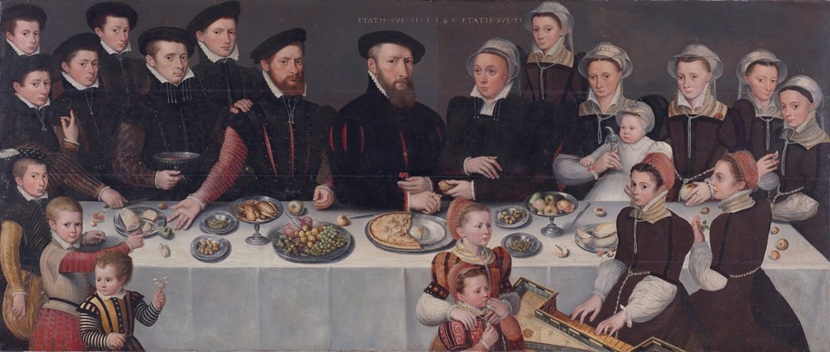 Family-portrait of Pierre de Moucheron, merchant in Middelburg and Antwerpen, his wife Isabeau de Ge de Unbekannter Künstler