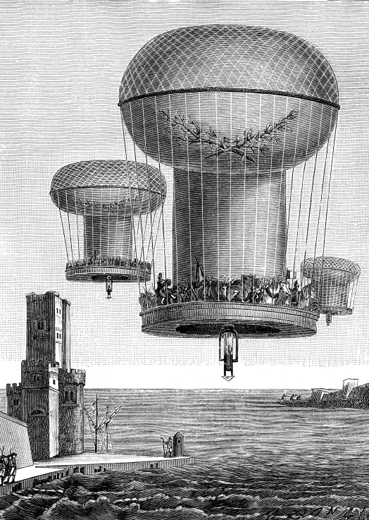 Fantastic air balloon project for the French troops transportation to England de Unbekannter Künstler