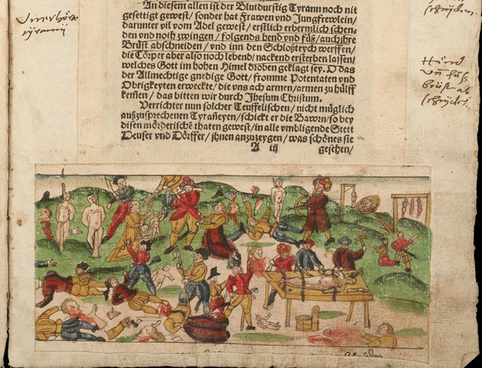 Russian atrocities in Livonia in 1578. From Johann Jakob Wick's Sammlung von Nachrichten... de Unbekannter Künstler