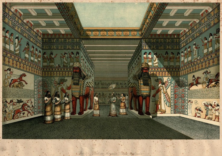 The Hall of an Assyrian Palace Restored (From "The Nineveh Court in the Crystal Palace" by Austen He de Unbekannter Künstler