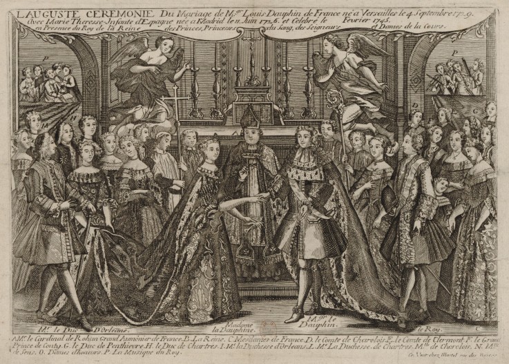 Marriage of Louis, Dauphin of France to Marie Thérèse Raphaëlle, Infanta of Spain in 1745 at Versail de Unbekannter Künstler