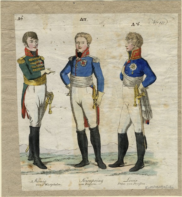 Jérôme Bonaparte, King of Westphalia, Prince Louis Ferdinand of Prussia and Ludwig I of Bavaria de Unbekannter Künstler