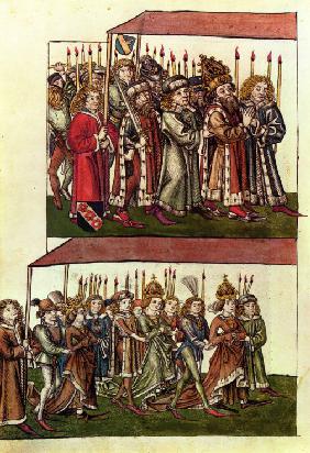 Emperor Sigismund and Empress Barbara (Illustration from the Richental's illustrated chronicle)