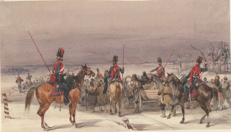 Cossacks convoying deportees de Unbekannter Künstler