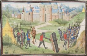 Camp of the Crusaders near Jerusalem. Miniature from the "Historia" by William of Tyre